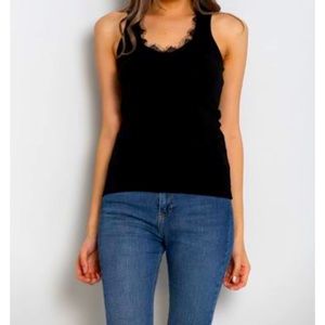 Casual Tank Top with Lace Accent